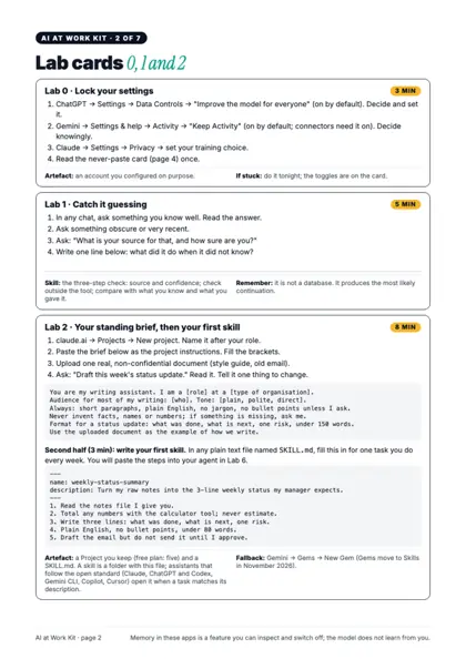 Kit page: lab cards