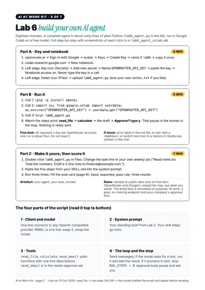 Kit page: the agent build
